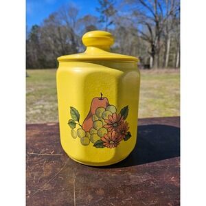 Kromex Aluminum Canisters Yellow Floral Fruit Design Set of 2